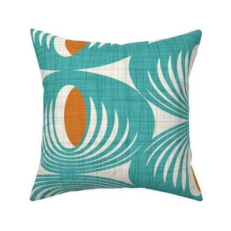 Oculus Mid Century Modern Geometric Teal Fabric Spoonflower