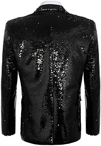 COOFANDY Men S Shiny Sequins Suit Jacket Blazer One Button Tuxedo For