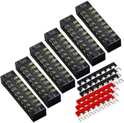 Business And Industrial 600v 15a 10 Positions Dual Rows Covered Barrier Screw Terminal Block Strip