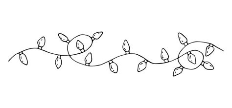 Christmas Garland With Lights Hand Drawn Doodle Style