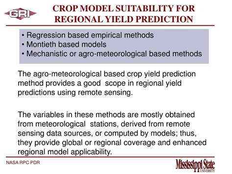 Ppt An Rpc Evaluation Of Nasa Remote Sensing Inputs And Model Derived Data For Regional Crop