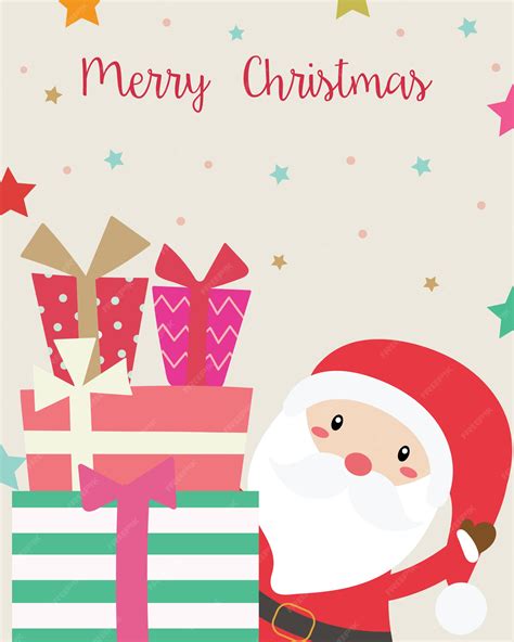 Premium Vector Merry Christmas Greeting Card Santa Claus