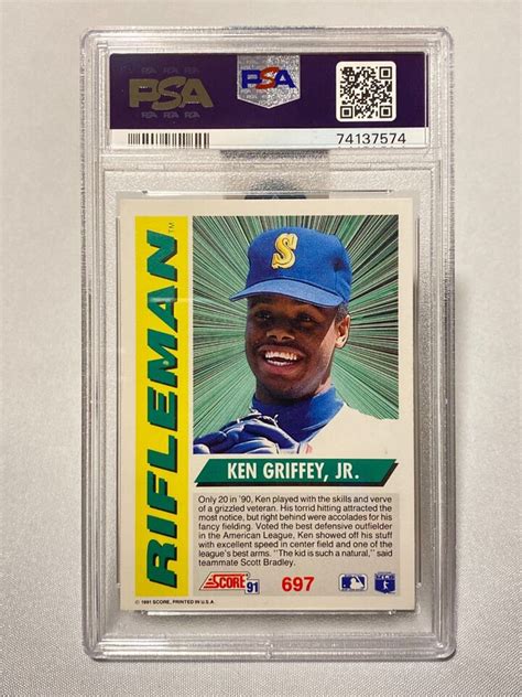 1991 Score Ken Griffey Jr Seattle Mariners Rifleman 697 NM MT PSA 8