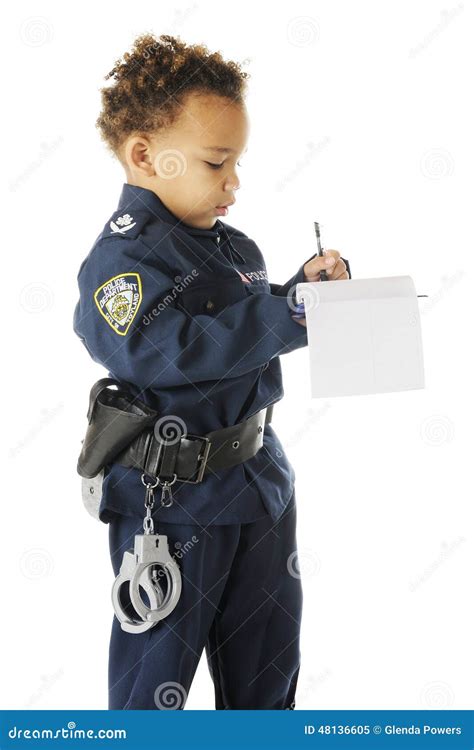 Writing A Ticket Stock Image Image Of Little Caucasian 48136605