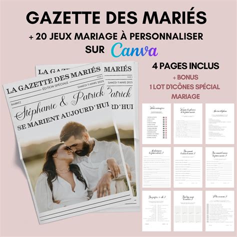 Gazette Des Mari S Et Jeux De Mariage Personnaliser Sur Canva