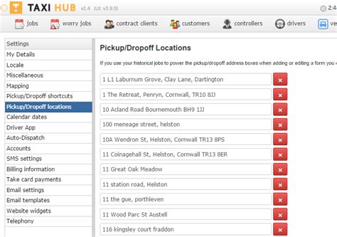 Managing Pickup/Dropoff Locations « Taxi Hub Dispatch Software Support
