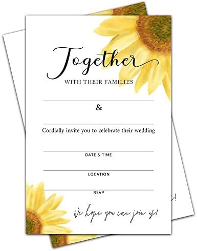 Amazon Wwongxianb Set Of Wedding Sunflower Invitations With