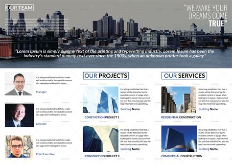 Construction Company Tri Fold Brochure Design Template In Word Psd