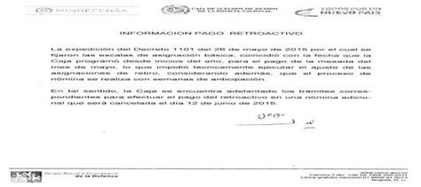 Información pago retroactivo Casur