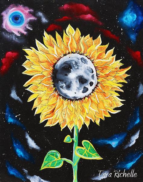 Moonflowers Sunflower Poster Moon Space Galaxies Stars