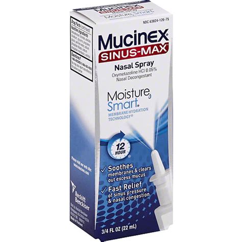 Mucinex Sinus Max Nasal Spray 12 Hour Pain Relief And Fever Market Basket