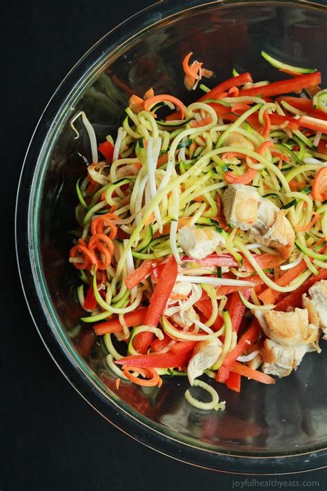 Easy Thai Chicken Zucchini Noodles With Spicy Peanut Sauce Recipe Zucchini Noodles Thai