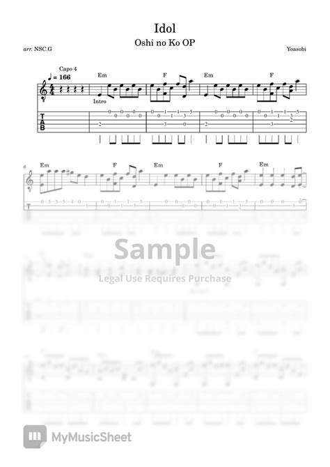 YOASOBI Idol Oshi No Ko OP Sheets By Not So Classic Guitar