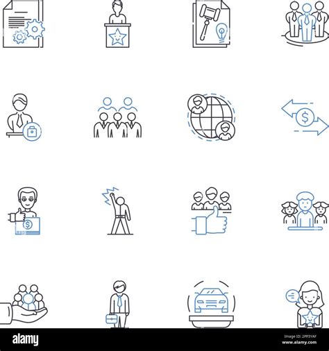 Employee Productivity Line Icons Collection Efficiency Focus