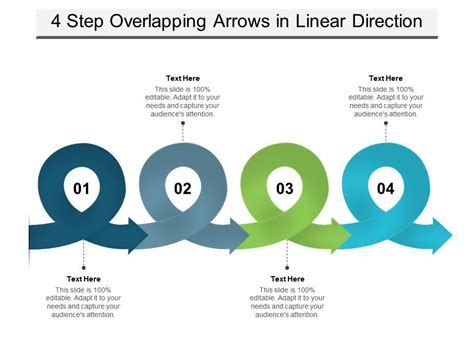 4 Step Overlapping Arrows In Linear Direction Powerpoint Slide Images