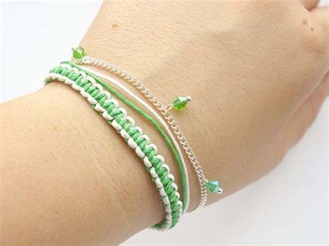 Green And White Cord Bracelet Wish Bracelet By Katrinsart On Etsy 12