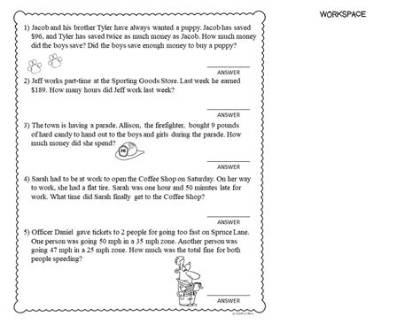 4th Grade Math Word Problems Add Subtract Multiply And Divide Whole Numbers Fraction And