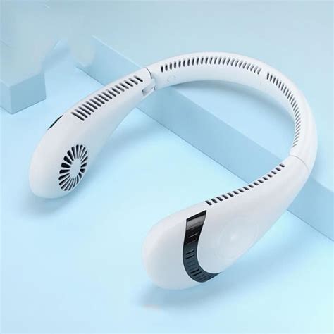 Blanc Ventilateur De Cou Pliable Sans Lame Rechargeable Par USB