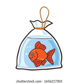 Aquarium Goldfish Plastic Bag Water Pinup Stock Vector Royalty Free