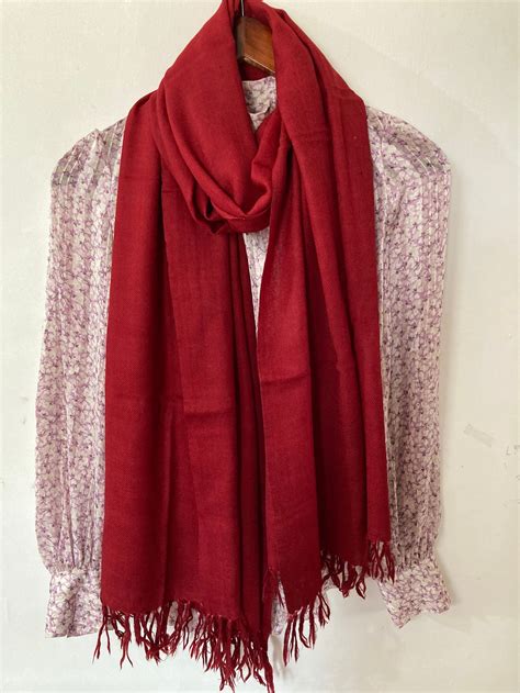 Red Wool Scarf Pure Merino Wool Scarf Scarves For Women Etsy