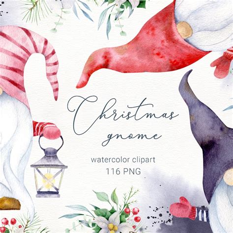 Watercolor Gnomes Clipart Etsy