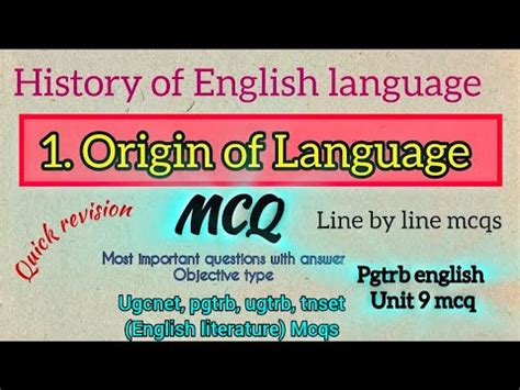 Origin Of Language Mcq Pgtrb Unit 9mcq History Of English Language Mcq