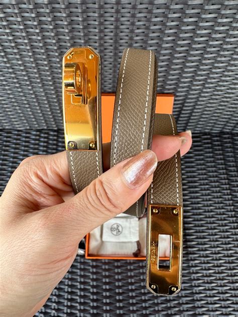 BNIB Hermes Kelly Belt Etoupe Epsom GHW Full Set Original Receipt