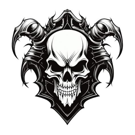 Premium AI Image | Demon skull shield black and white emblem AI generated Image