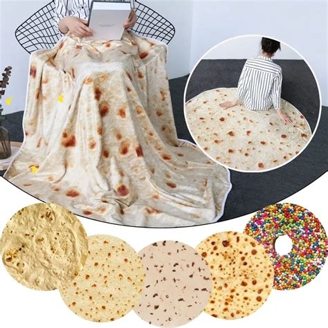 Tortilla Blanket Amazon Realistic Food Taco Burrito Tortilla Soft Flannel Wrap Novelty Throw