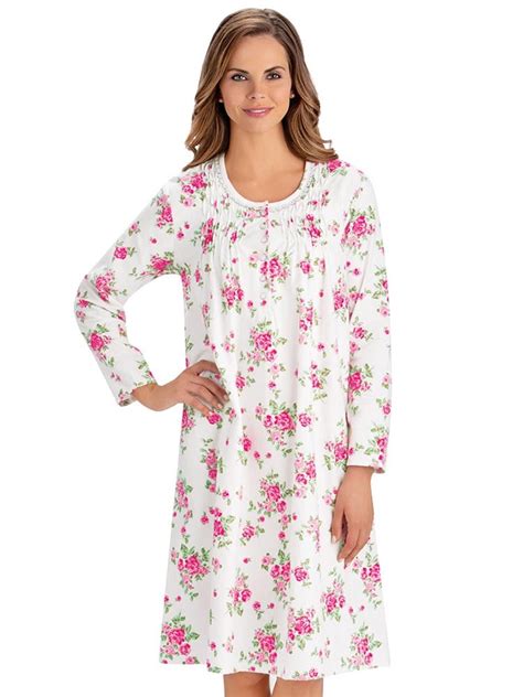 Collections Etc Long Sleeve Floral Flannel Nightgown With Scoop