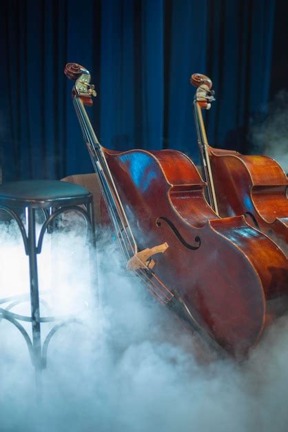 Premium Photo Double Bass Musical Instrument On Stage