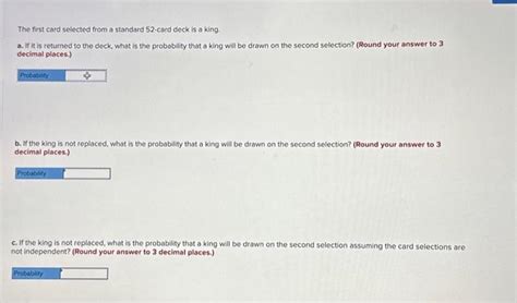 Solved The First Card Selected From A Standard Card Deck Chegg