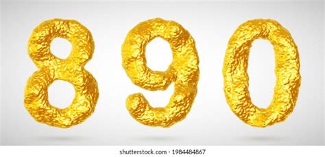 Set Golden 3d Numbers Shiny Realistic เวกเตอร์สต็อก ปลอดค่าลิขสิทธิ์