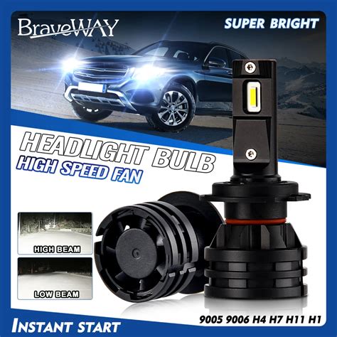 BraveWay Super LED H11 Lamp 16000LM H4 LED Headlights For Cars H1 H4 H7