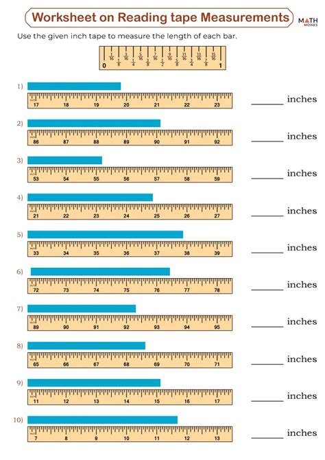 Reading A Tape Measure Worksheets Math Monks