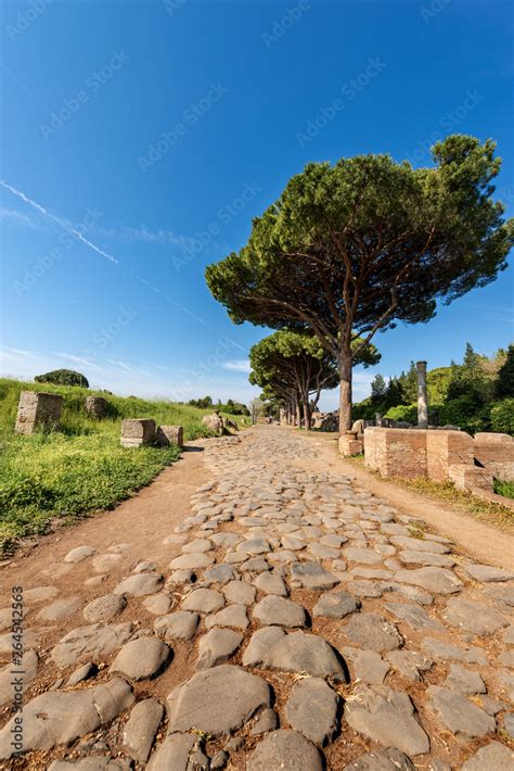 Ostia Antica Rome Italy Decumanus Maximus Roman Road Stock Photo