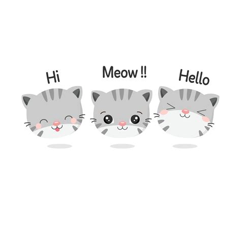 Cute And Adorable Cats Say Hi Hello And Meow 7645874 Vector Art At