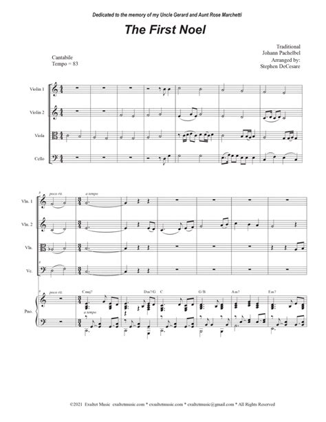 The First Noel String Quartet And Piano By Stephen Decesare String Quartet Digital Sheet