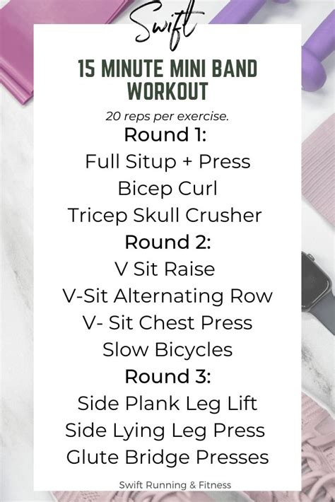 The 15 Minute Mini Band Workout For Women With Text Overlaying It That Reads