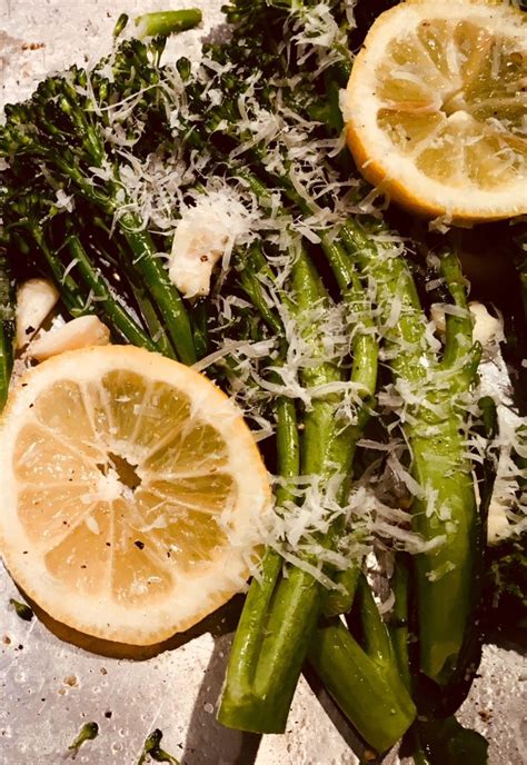 Roasted Broccolini And Lemon With Crispy Parmesan