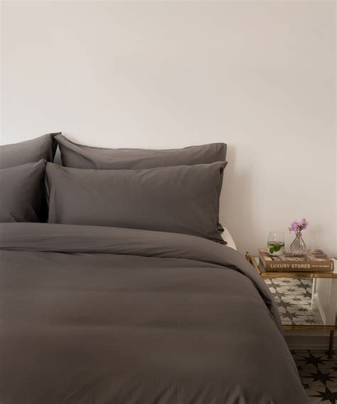 Egyptian Cotton Duvet Cover Satin 400tc Anthracite Douxe Hotel Luxury