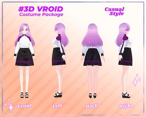 3 In 1 Vroid Casual Outfits Collection For Virtual Girls Etsy