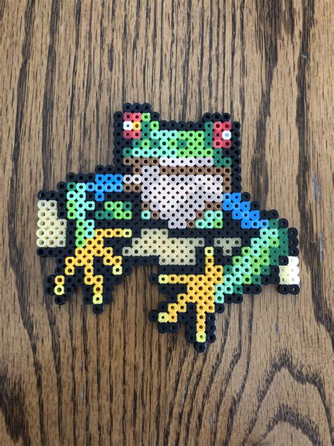 Perler Hama Bead Frog On Log Perler Bead Templates Diy Perler Bead Crafts Perler Bead Patterns