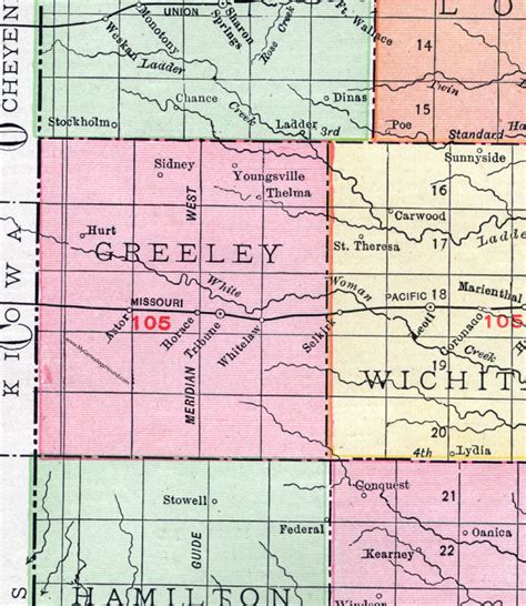 Greeley County Kansas Map Tribune Horace Whitelaw