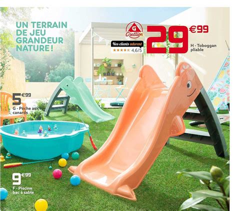 Promo Piscine Bac Sable Peche Aux Canards Toboggan Pliable Chez