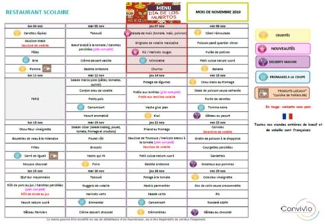 Novembre Menus Des Restaurants Scolaires Primaire Et Maternelle