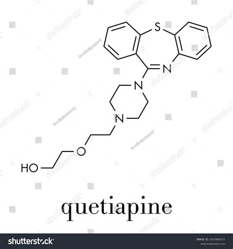 Quetiapine Antipsychotic Drug Molecule Skeletal Formula Stock Vector