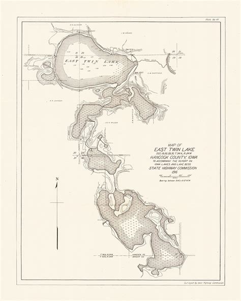 1916 Map of East Twin Lake Hancock County Iowa - Etsy