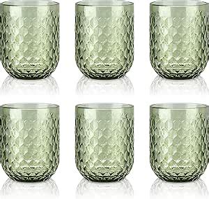 Amazon Joeyan Green Vintage Drinking Glasses Embossed Water