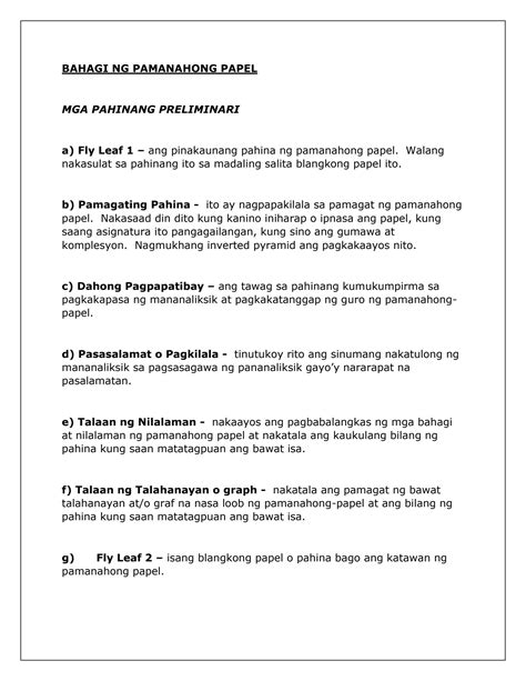 Mga Bahagi Ng Konseptong Papel At Kahulugan Nito Sahida Images And